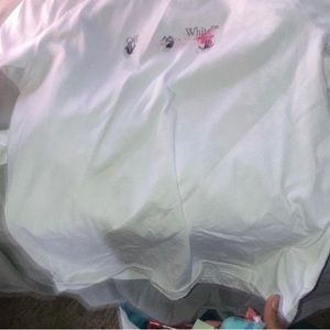 White pink and black offwhite tshirt